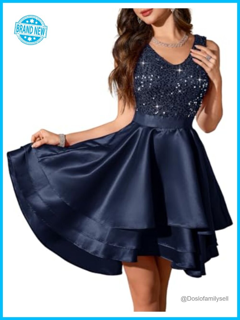 Formal Short High Low Sequin Party Dress for Homecoming Cocktail
